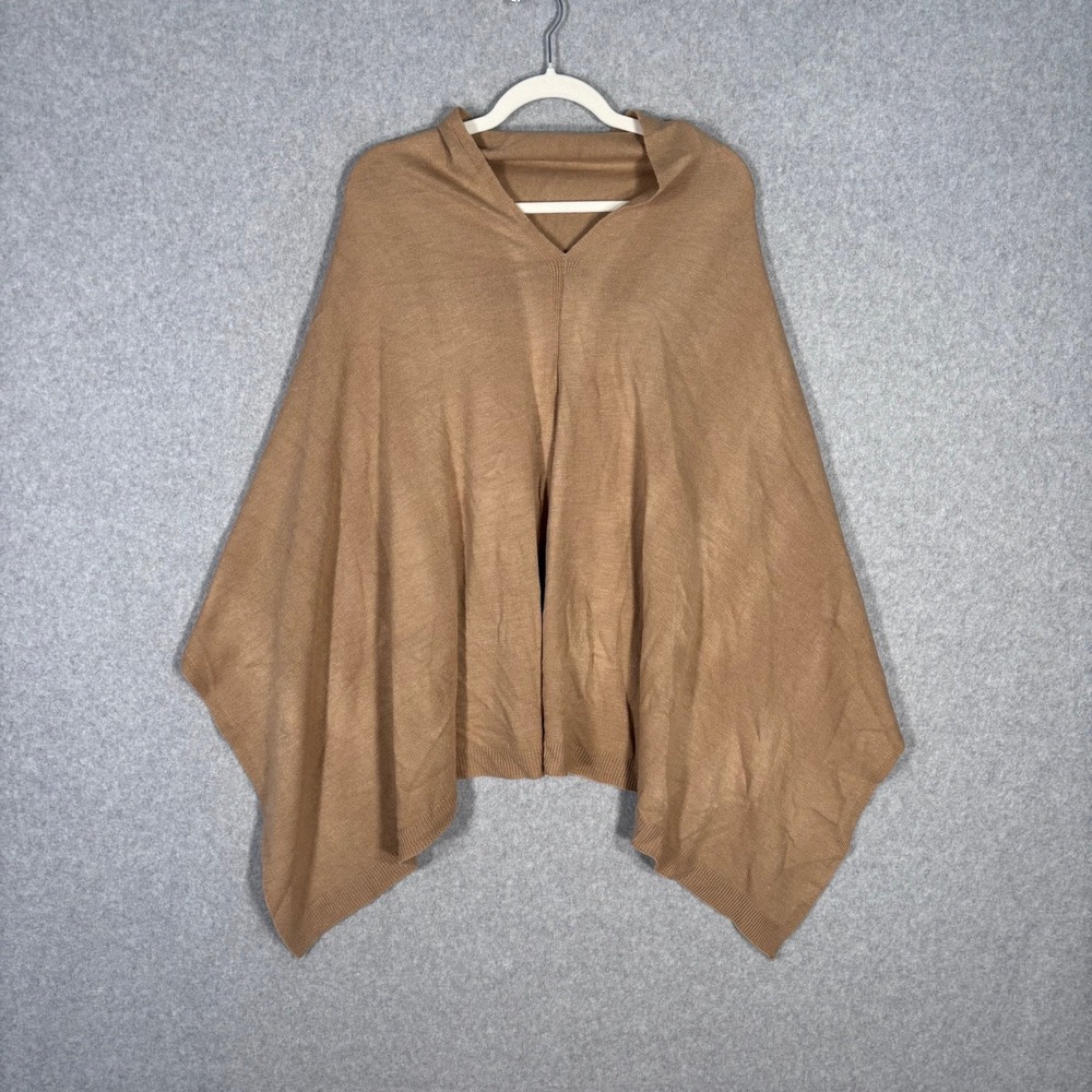Coco Carmen Poncho Sweater One Size Tan Boho Neutral Soft Thin Southwest Western